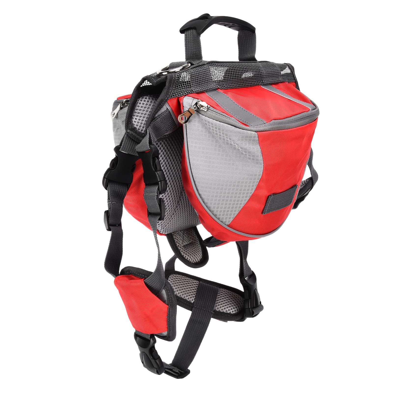 Borsa da Sella per Cani, Borsa da Sella per Cani Impermeabile a Rete Zaino per Cani di Taglia Grande per Cani di Taglia Media per Cani di Piccola Taglia(Rosso, l)