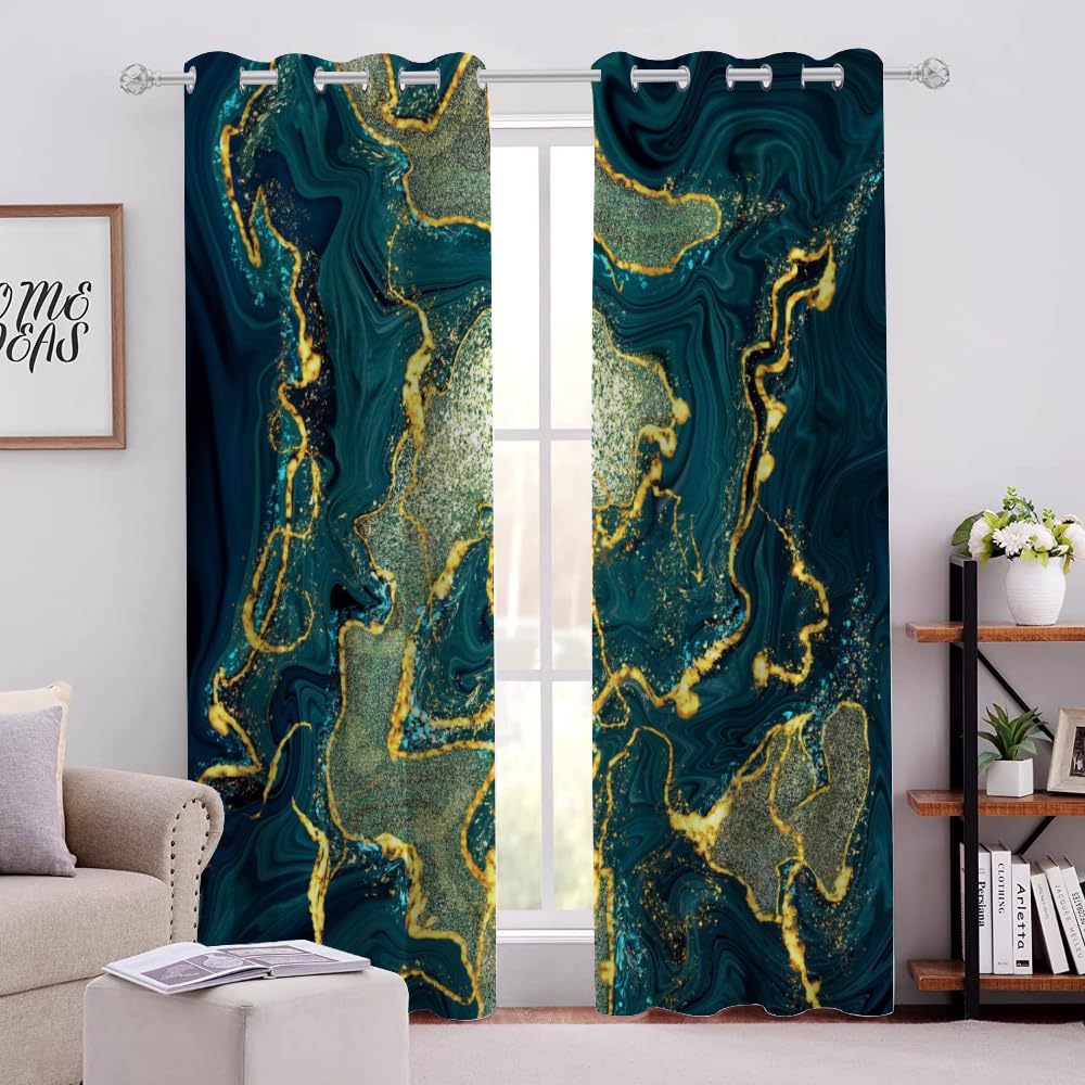 3D Marmor Vorhänge Abdunkelnde Abstrakt Marmor Kindervorhänge Vorhang mit ösen 2er Set Gardinen Blickdicht Verdunkelungs für Kinderzimmer Schlafzimmer Wohnzimmer B 150 X H 166 cm