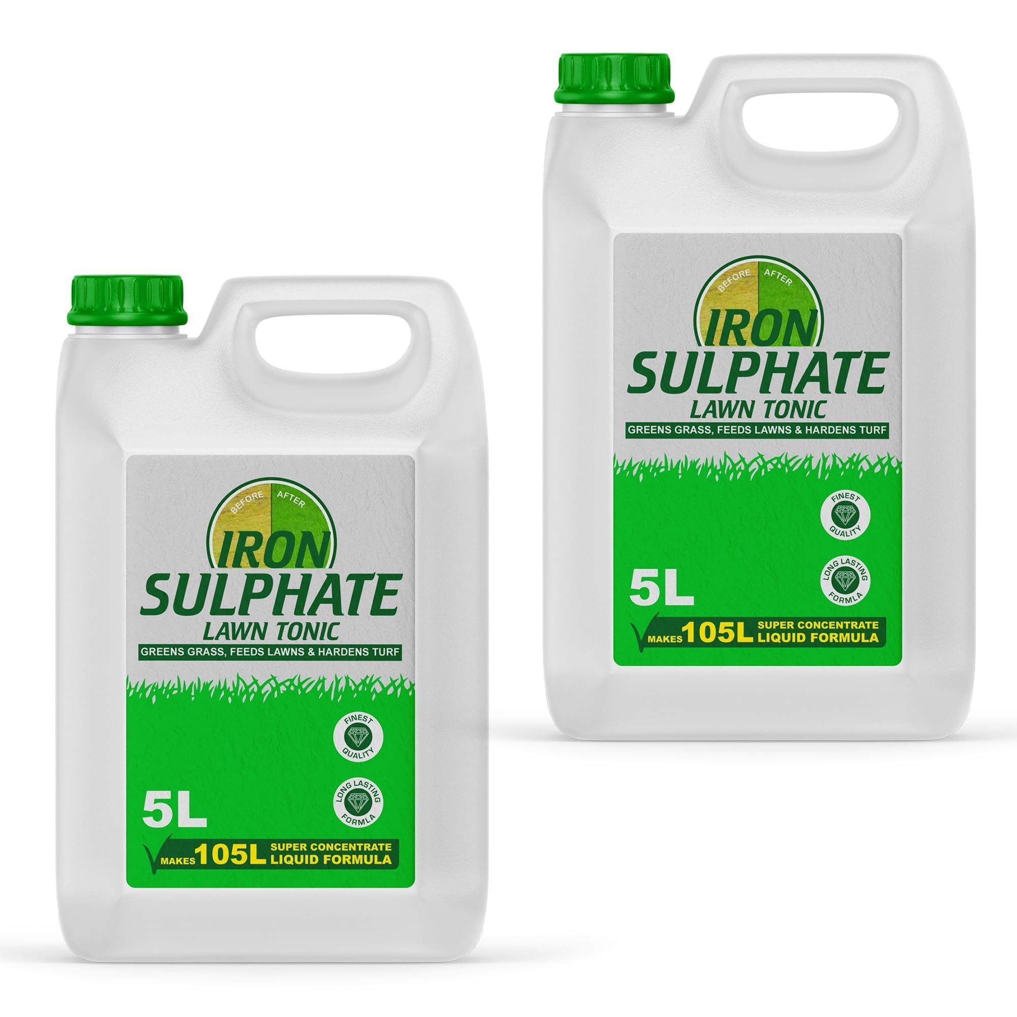 Lawn Tonic Liquid Iron Sulphate 5L Concentrate Makes 105L Ferrous Conditioner, Fertiliser, Grass Greener Feed, Turf Hardener, Healthier Looking Garden Helps Prevent Lawn Disease (2 x 5 Litres)
