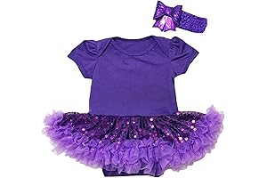 My First Mardi Gras Baby Girl Outfit: Petitebella Single Color Bodysuit and Sequins Tutu Dress