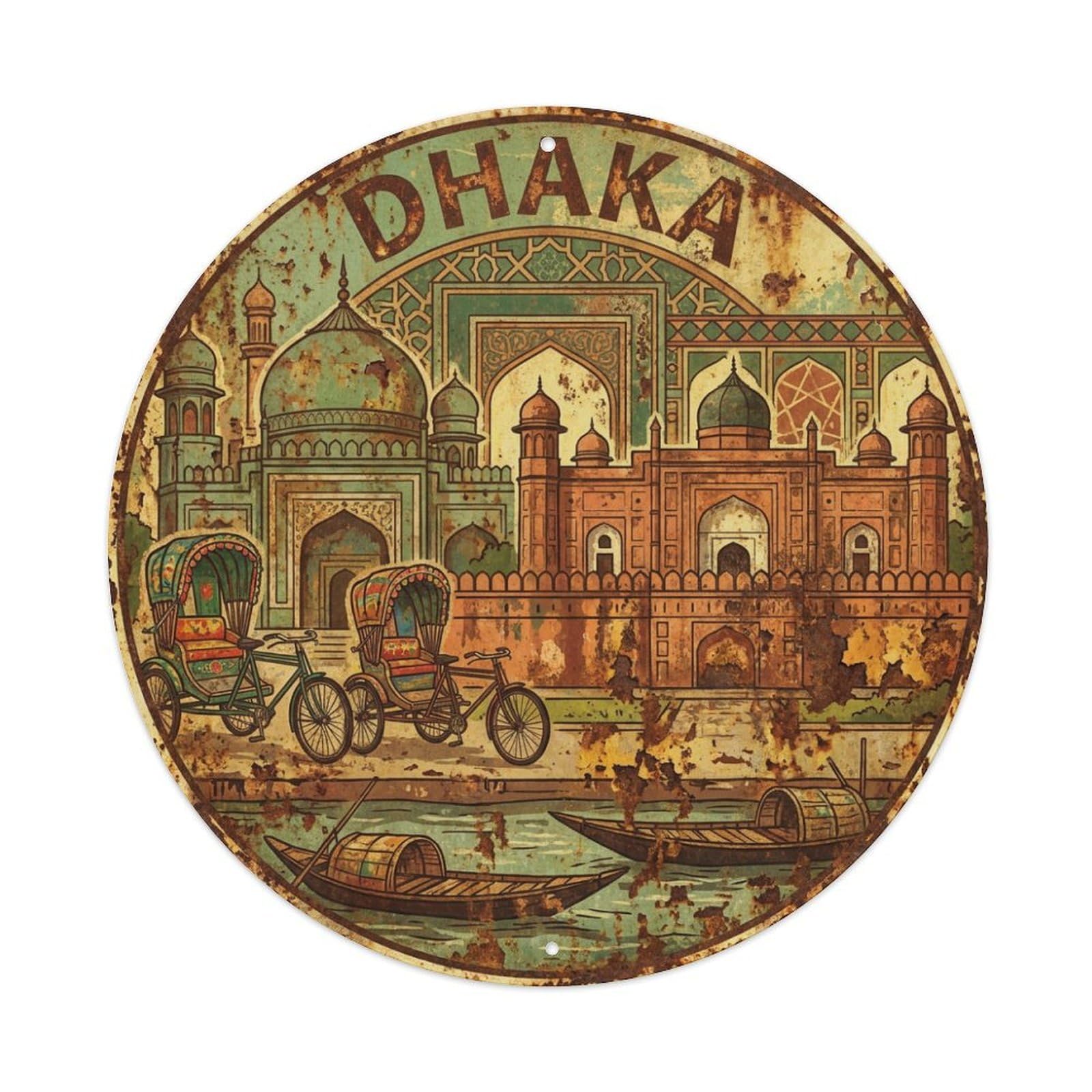 Vintage Travel Bangladesh Dhaka Metal Tin Sign