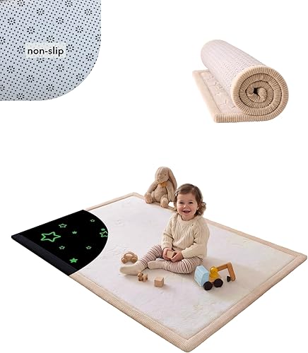 Miniatura 15 de Hakuna Matte - Alfombra de terciopelo coral elegante para bebé con espuma viscoelástica de alta densidad y 1 pulgada de grosor, antideslizante, no