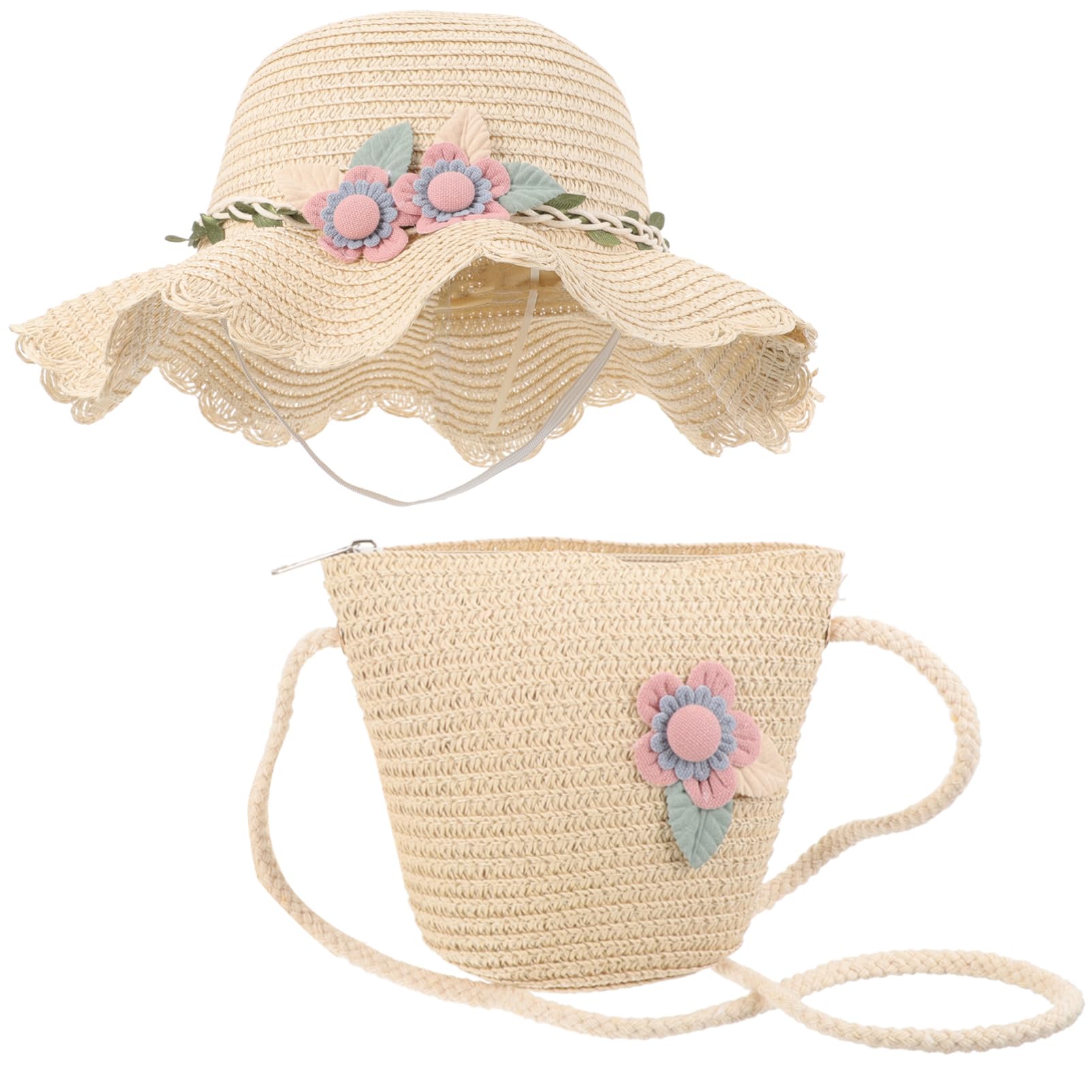Veemoon 2sätze Mädchen Sommer Strohhut Mit Tasche Modischer Sonnenhut Für Mädchen Für Strand Frühling Und Sommeraktivitäten Leicht Atmungsaktiv Und Praktisch Für Kleine