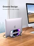 UGREEN Support de support pour ordinateur portable vertical double fente pour bureau, support en aluminium réglable compatible avec MacBook Pro Air, Ideapad, Livre de surface, Chromebook Jusqu'à 17.3 1 cm