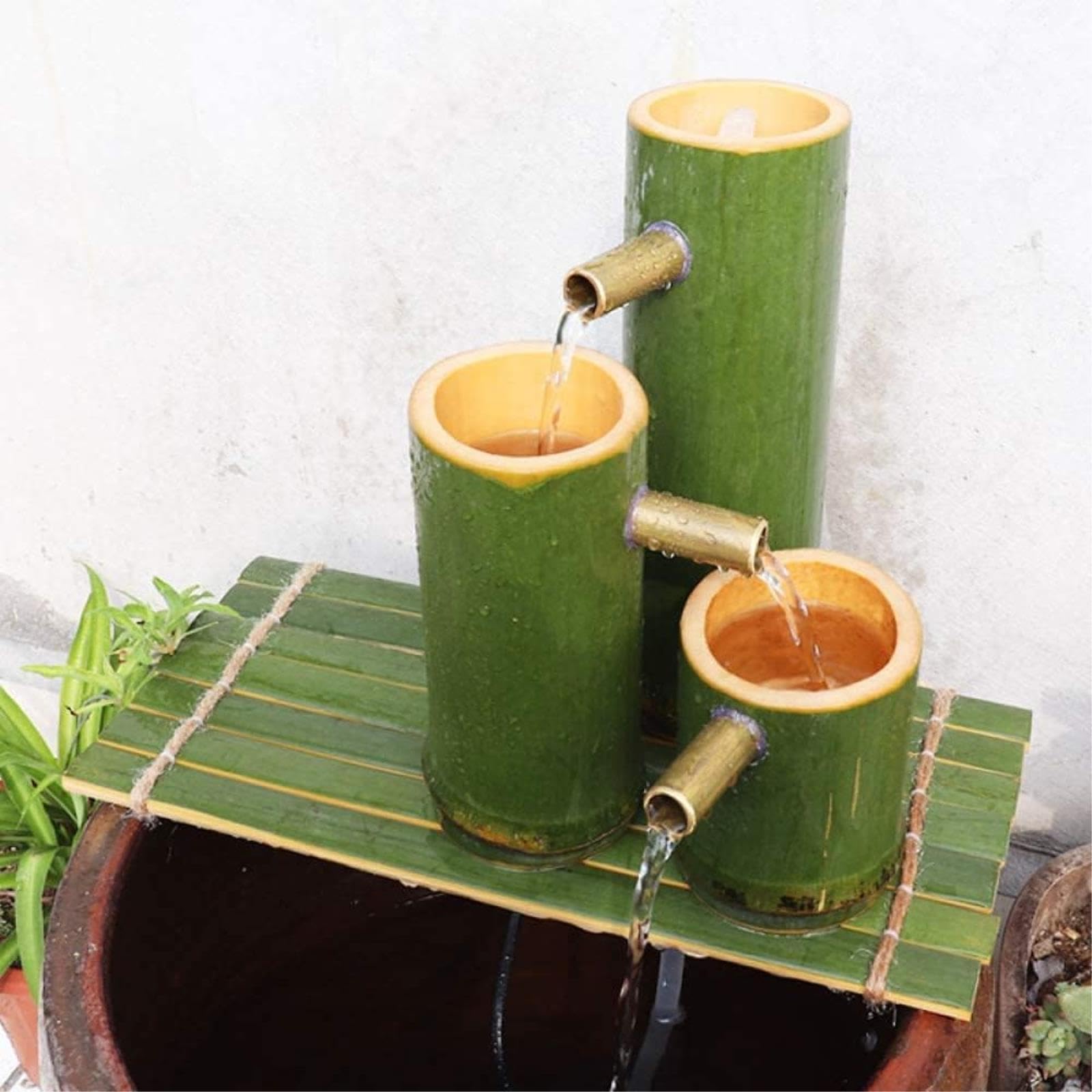 asdchZen Bamboo Fountain, Feng Shui Zen Garden Water Feature, Decorative Landscaping Fountain, Water Circulation Ornament, For Indoor, Outdoor, Patio, Yard, Lawn, Pond, Fish Tank,15.7in