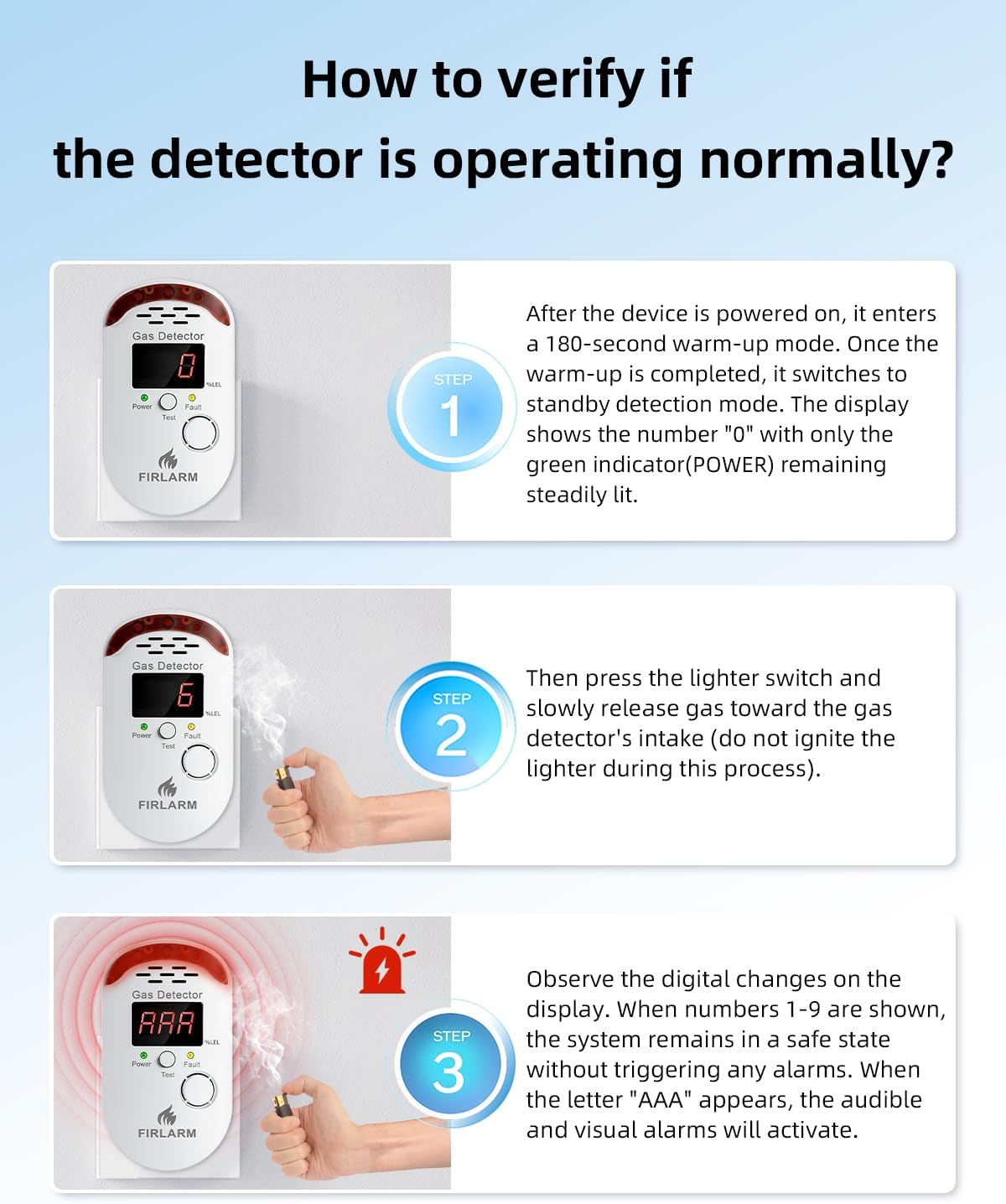 Gas Leak Detector for Home, Plug-in Natural Gas Detector for Propane, Methane, Butane, LPG, Combustible Gas Alarm Monitor with LED Digital, Audible and Visual Alert, for Kitchen, RV, Garage - Image 6