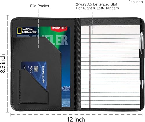 Miniatura 4 de Gorbado Carpeta Junior Padfolio  Carpeta A5 con bloc de escritura de 5 x 8 pulgadas y bolsillo interior de almacenamiento, organizador ejecutivo de