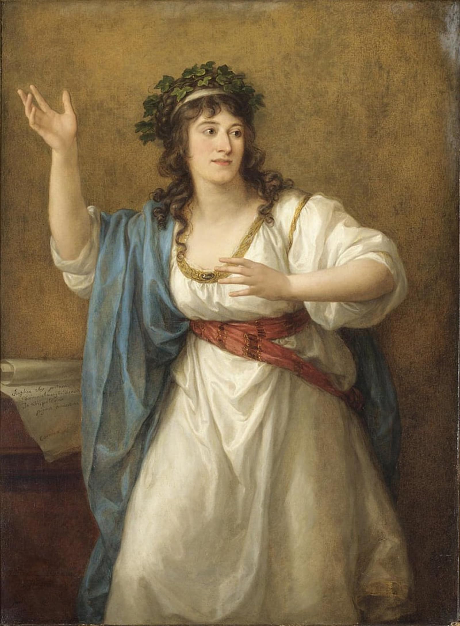 POSTERIIk Vintage Classic Picture Landscape Artwork Portrait of the Poetess Teresa Bandettini Landucci by Angelica Kauffmann Portrait Canvas Painting for Office Home Decor 60x90cm
