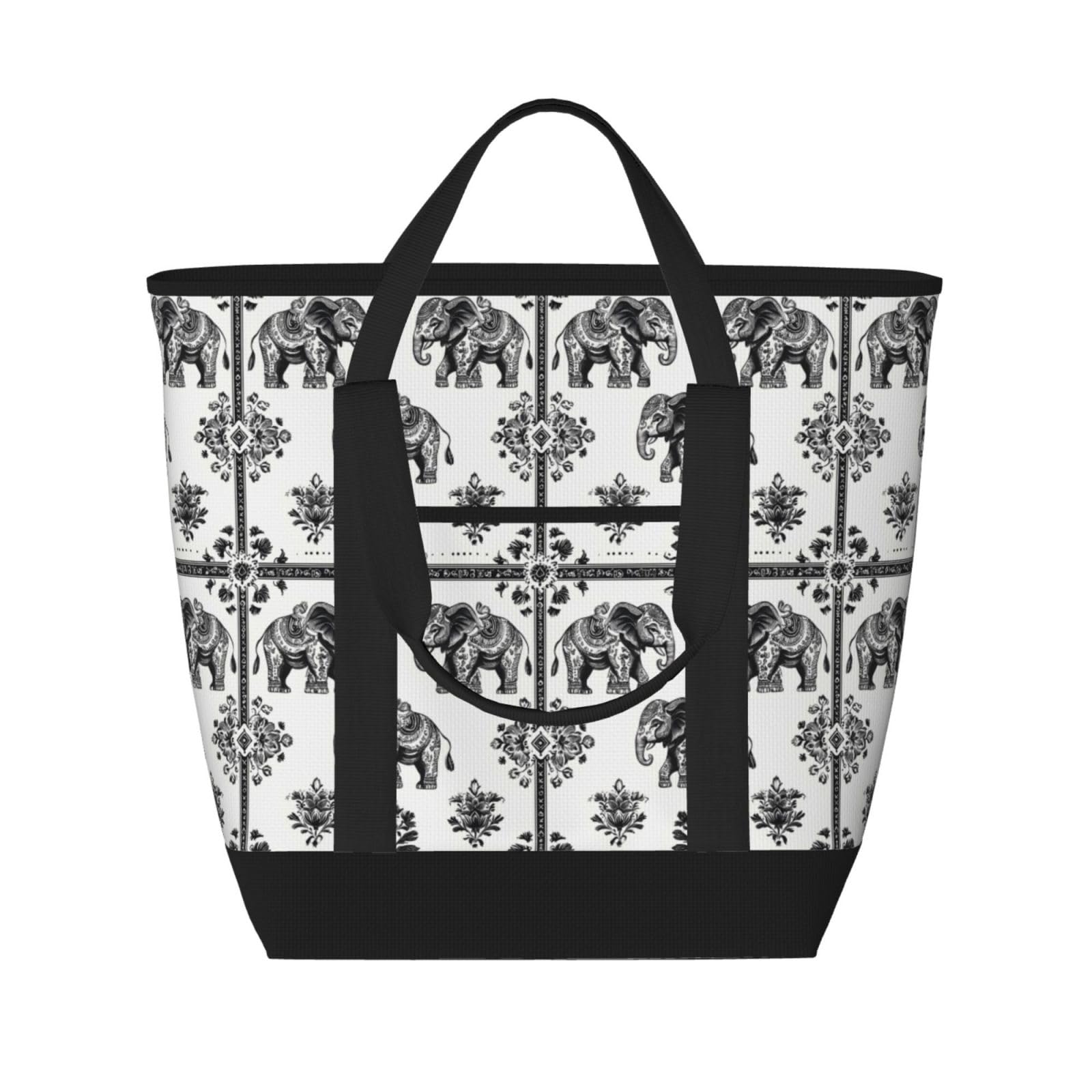 Sac d'épicerie isotherme éléphant tribal grand format pour courses