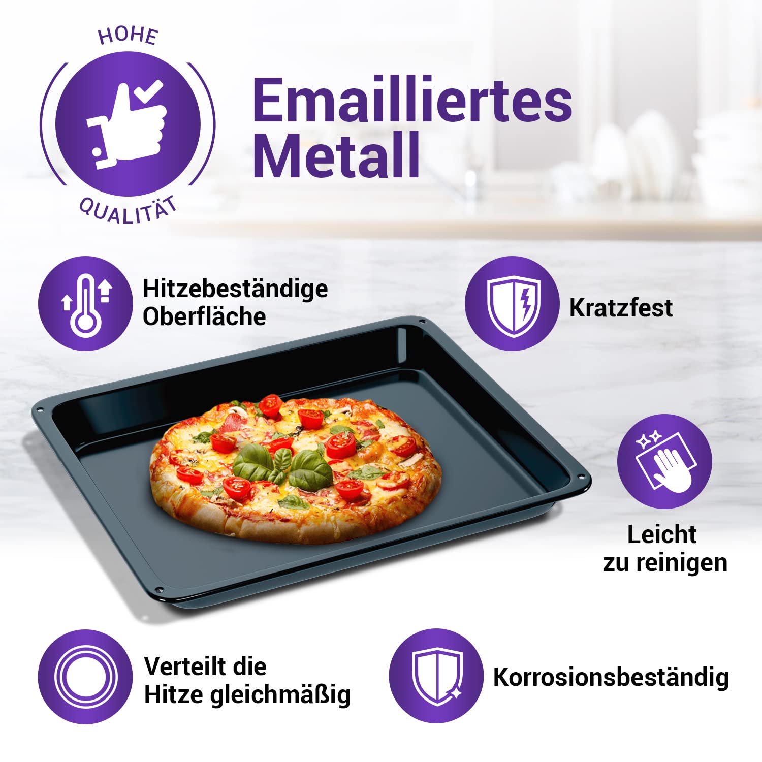 Viоks.pro Backblech Hoch 466x385x38 mm Backofen Ersatz für AEG 14002469802 | Blech, Emailliert Tief, für Herd Ofen