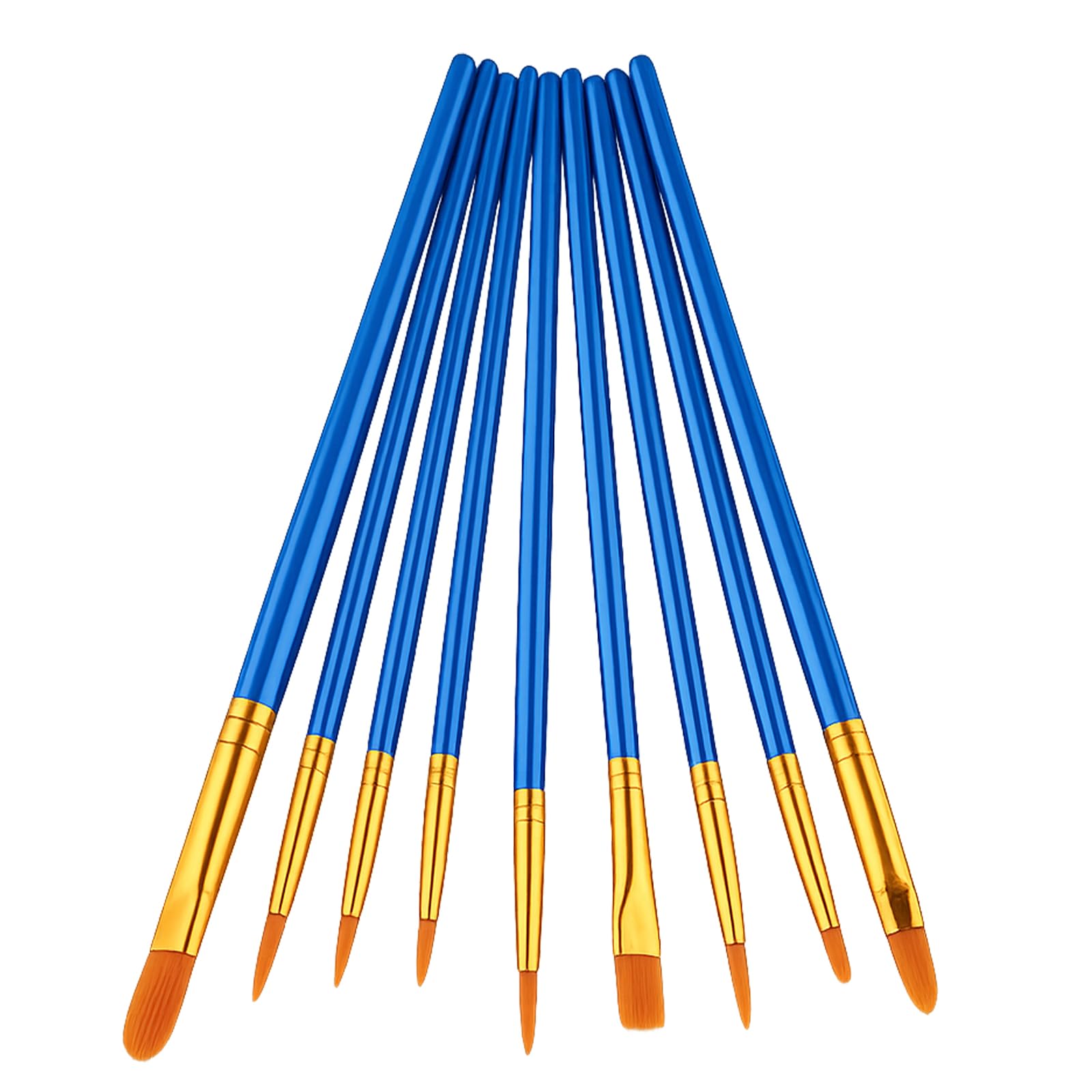 10-Piece Nylon Hair Paint Brush Set, Art Flat Brushes for Face Nail Art, Kids Painting with Watercolor Oil Acrylic, Decorations Models Figurines - Deep Blue-image-35