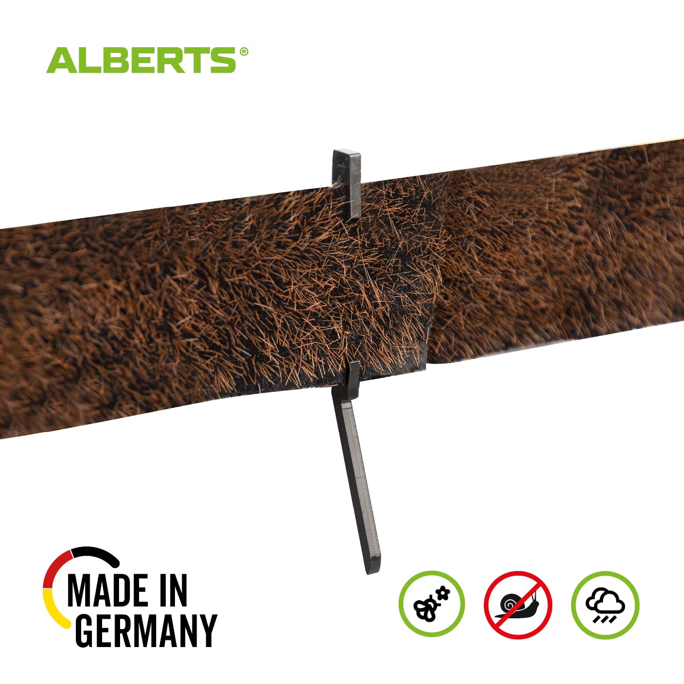 Alberts Schneckenzaun mit Erdspießen | schwarz | 6000mm x 40mm | Schneckenstopp | Schneckenabwehr für Topfpflanzen und Hochbeete | Schneckenschutz | Schneckenstopp Rasenkante