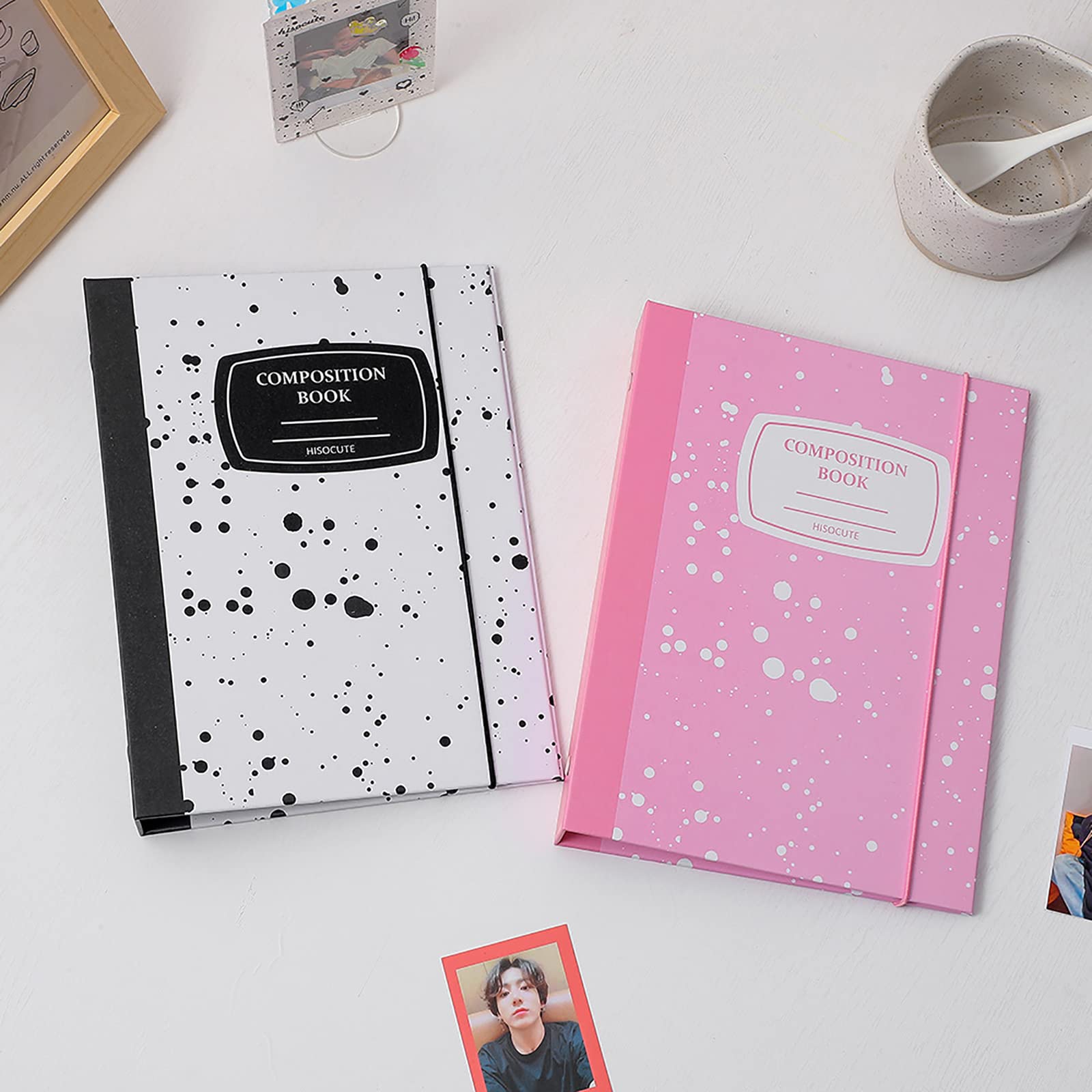 Xinyanmy Album fotografico da 3 pollici con 30 pagine interne A5 supporto per fotocard raccoglitore per fotocard Kpop 240 tasche per foto, biglietti o immagini, nero e bianco
