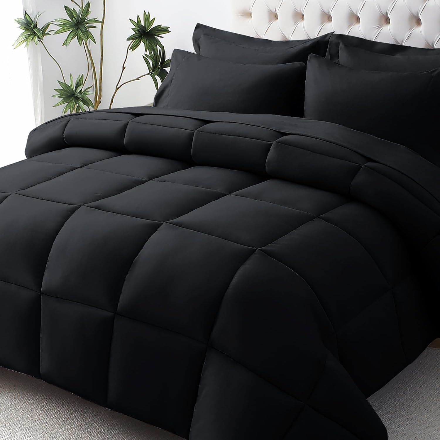 JOLLYVOGUE Queen Comforter Set Ultra-Soft Bed in a Bag Queen Size 7 Pieces Oeko-TEX Certified Bedding Set with