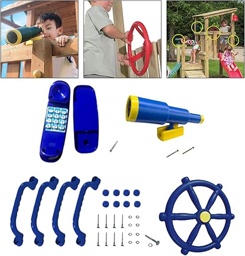 Miniatura 7 de harayaa Juego de juguetes para niños, juguetes de simulación, asas de patio de recreo, accesorios para volante para niños, juego de columpios al