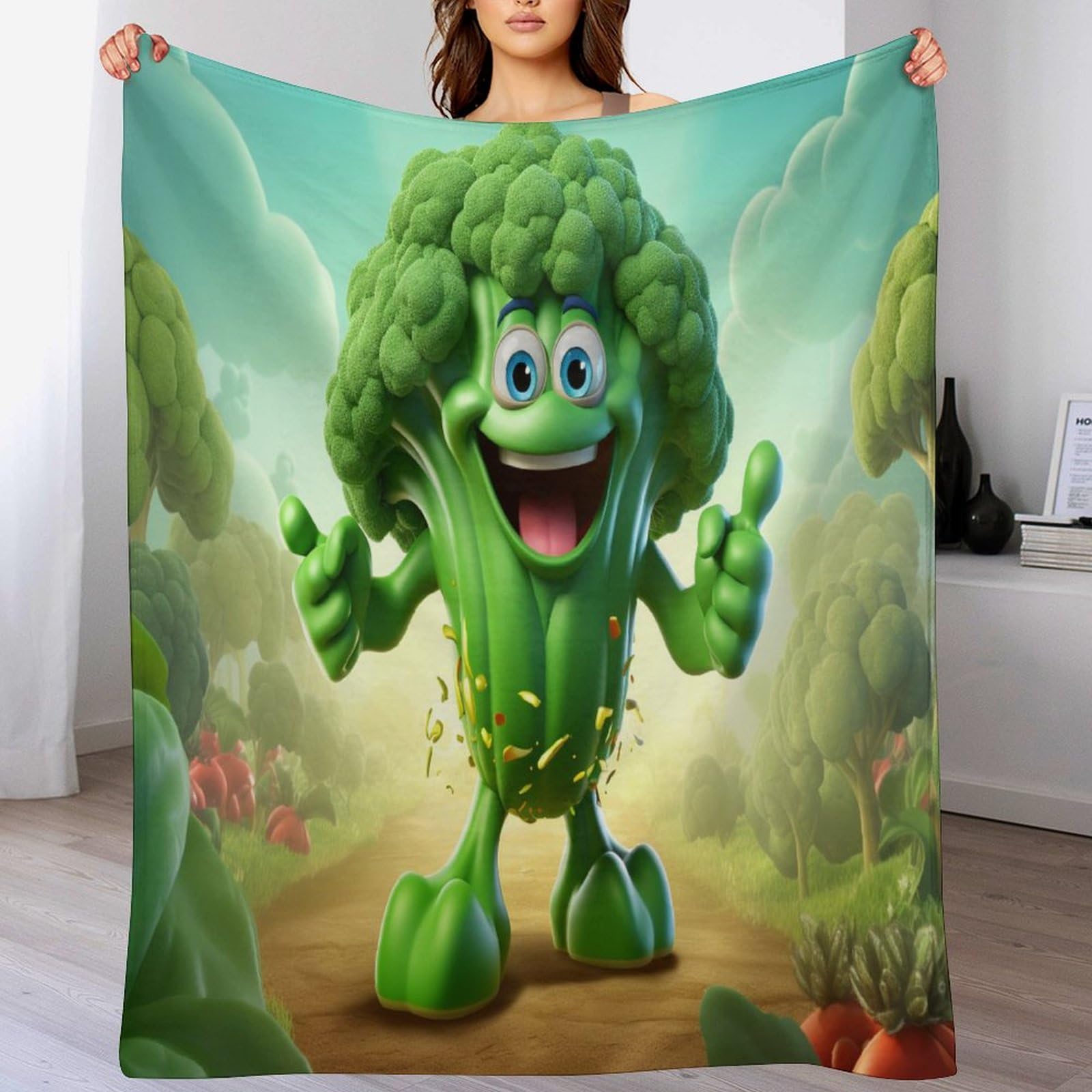 Couverture en Flannel Brocoli pour Canapé et Soirées Cocooning 140x180cm