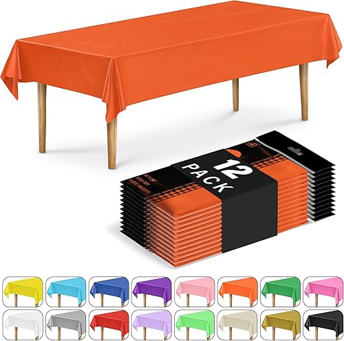 DecorRack 12 manteles rectangulares de plástico sin BPA, 54 x 108 pulgadas, manteles rectangulares para mesa de comedor, fiestas, pícnic, campamento