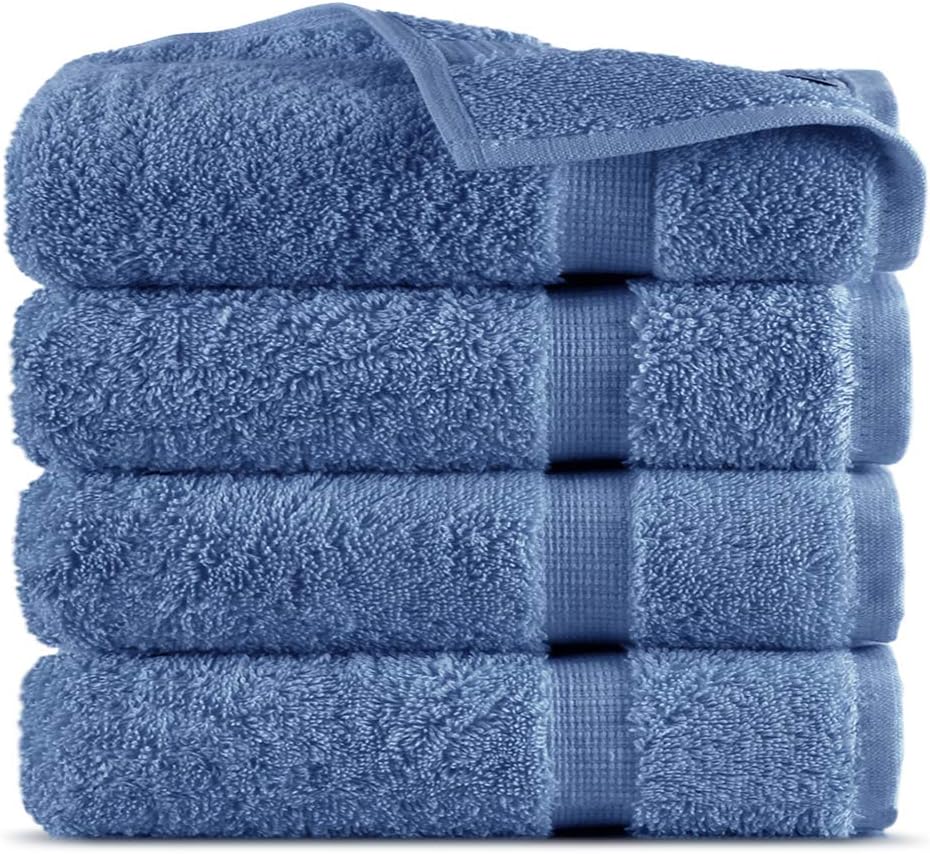 Indulge Linen 100% Turkish Cotton Towel Set (Wedgewood, Washcloths - Set of 4)