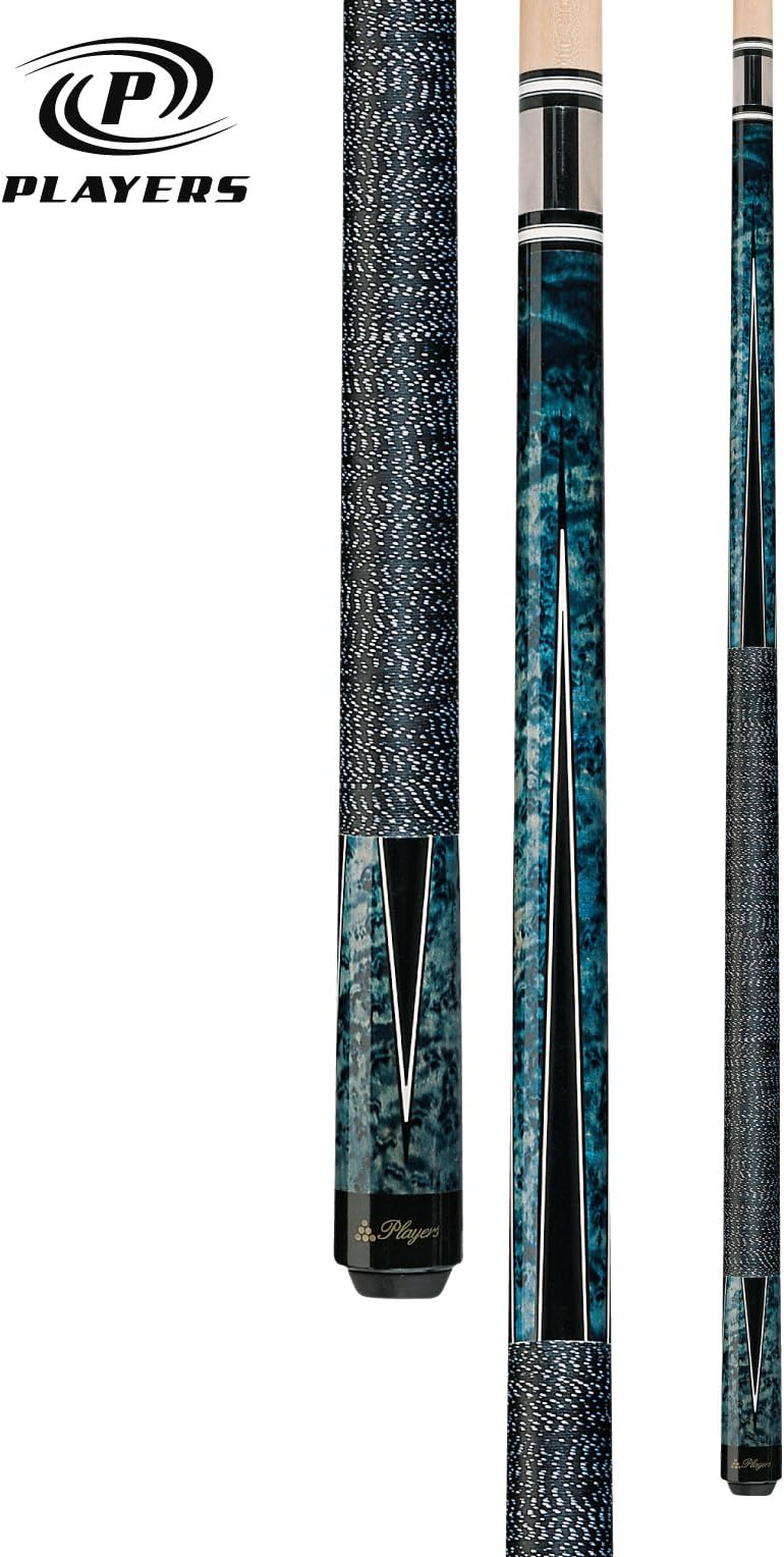 PlayersCrimson Super Birds-Eye Maple with Black and White Points Cue