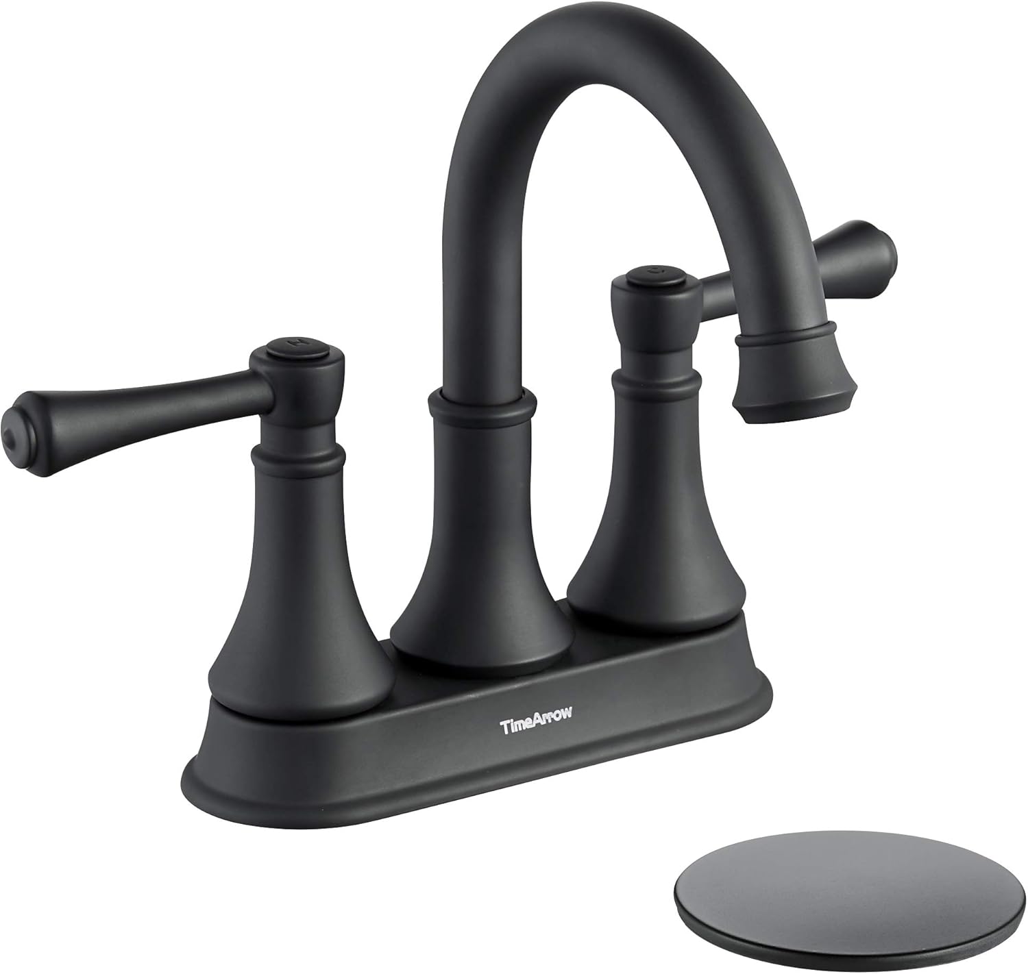TimeArrow Matte Black 2 Handle Centerset Bathroom Sink Faucet 3 Holes