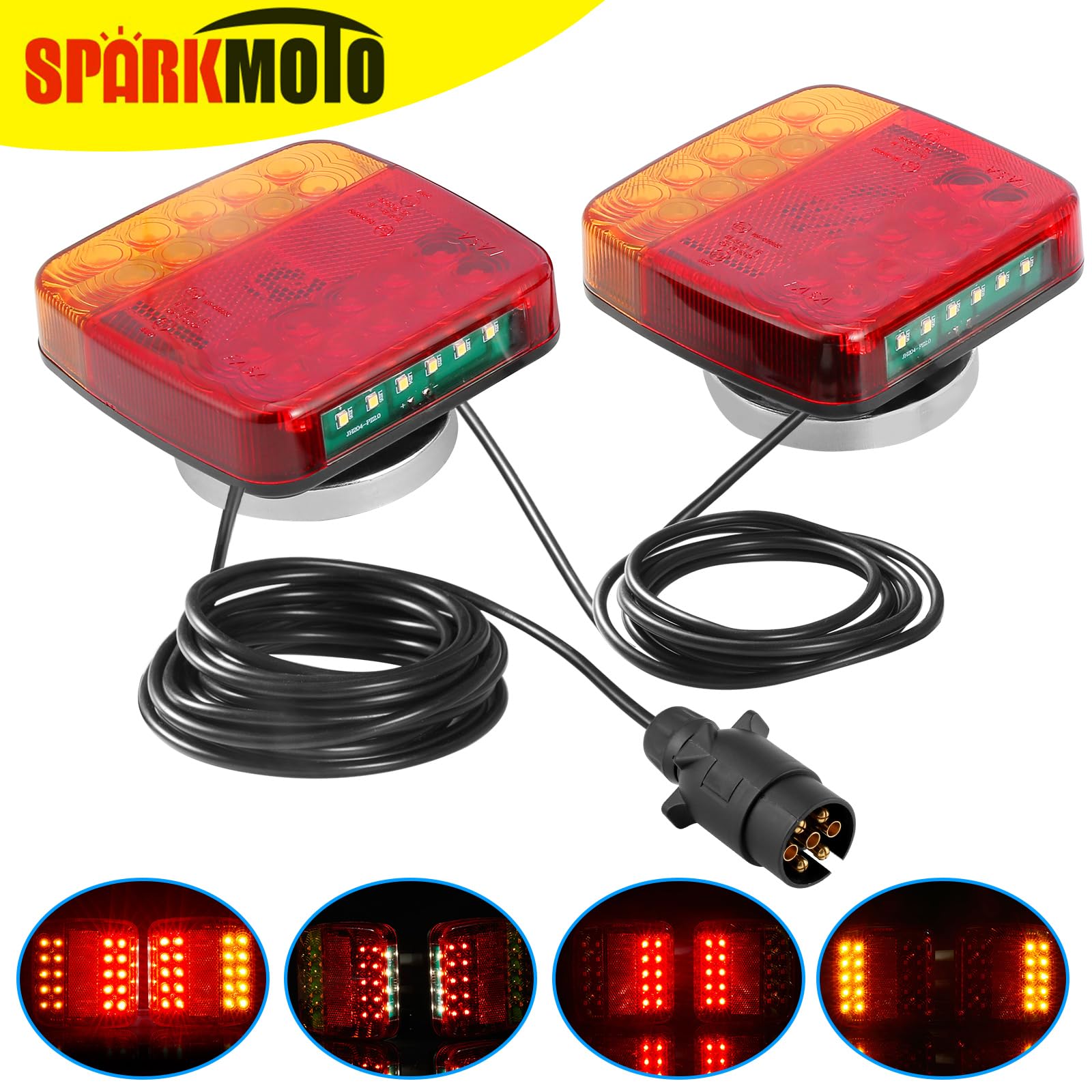 SPARKMOTO LED Anhänger Rückleuchten Set 7 polig mit Magnet