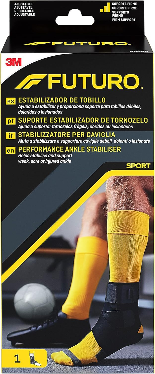 Performance Ankle Stabilizer, Adjustable, Black (20.3 - 25.4 cm) – Supports Stiff, Sore or Injured, Reinforced Side Stabilizer Helps Prevent Ankle Rolling and Re-injury