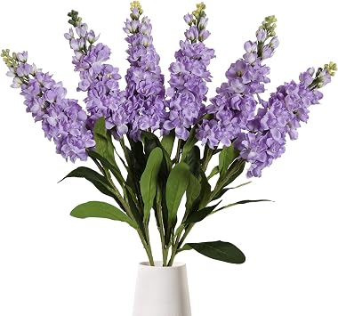 IPOPU Artificial Flowers Snapdragon Silk Flowers, 6PCS Antirrhinum Purple Delphinium Fake Flowers 31.50 Long Stem Larkspur Faux Flowers for Wedding Table Centerpieces Vase Home Party Decor Purple