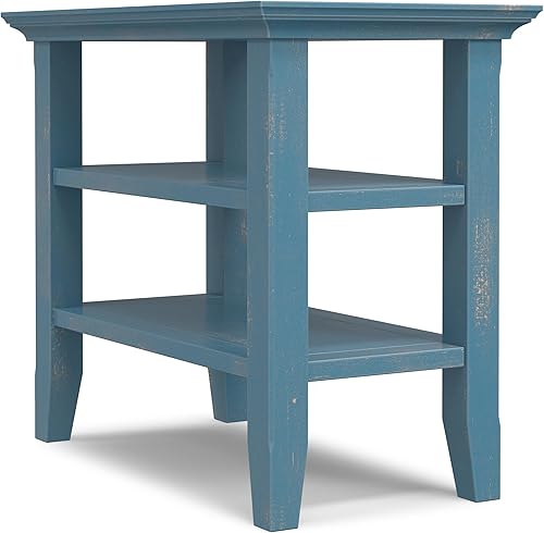 Miniatura 64 de Mesa auxiliar Acadian de Simpli Home, Madera Negro -,Marrón castaño,Azul costero envejecido,Distressed Grey,Casa de campo café,casa de campo