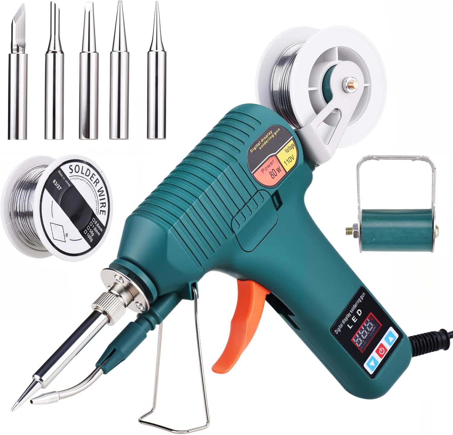 Soldering Gun Kit - Soldering Iron Kit with Adjustable Temp 180-520°C, ON/OFF Button, 80W LED Digital Internal Heat Soldering Gun, Auto Send Tin Soldering Kit for Electronics Welding Repair DIY