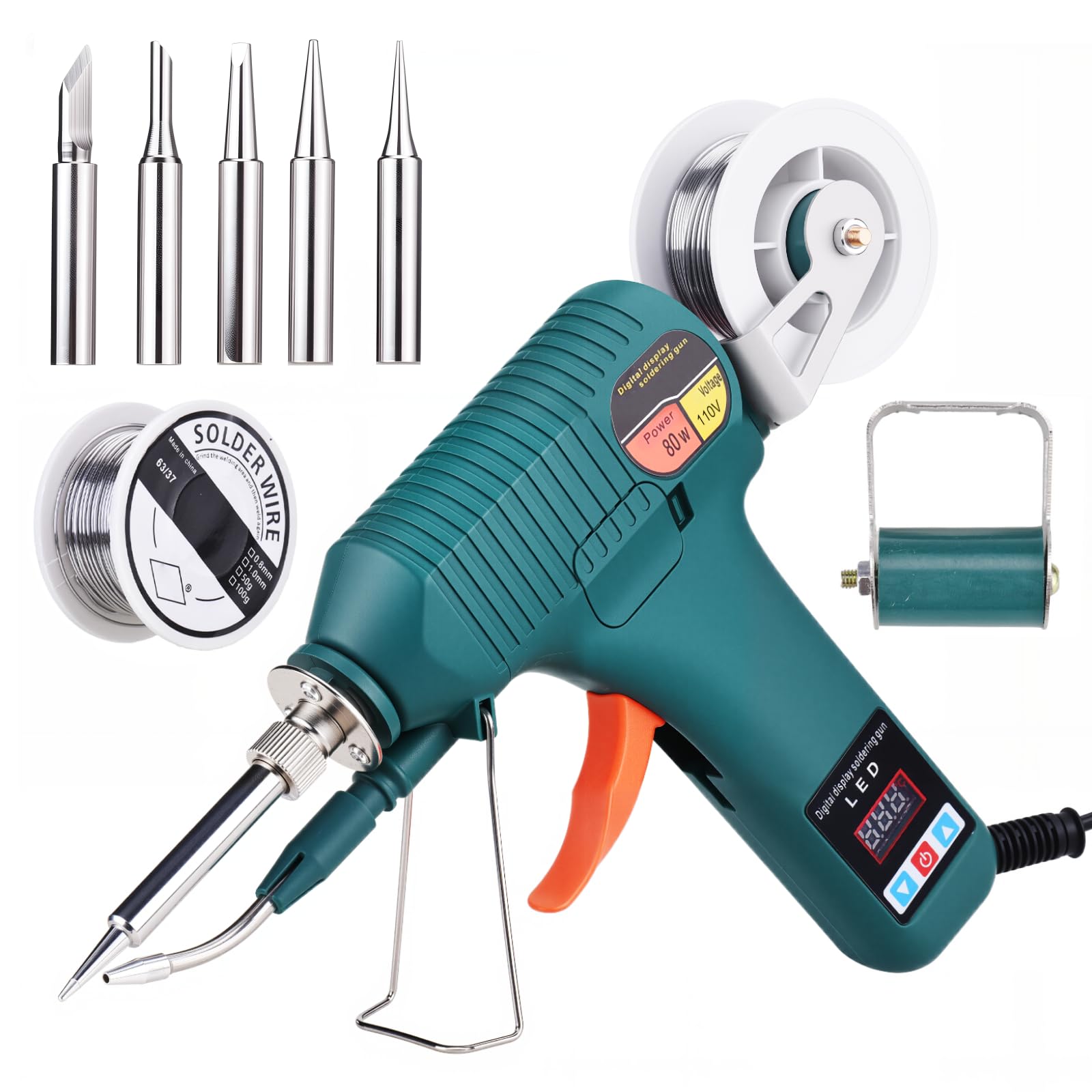 Soldering Gun Kit - Soldering Iron Kit with Adjustable Temp 180-520 C ON OFF Button 80W LED Digital