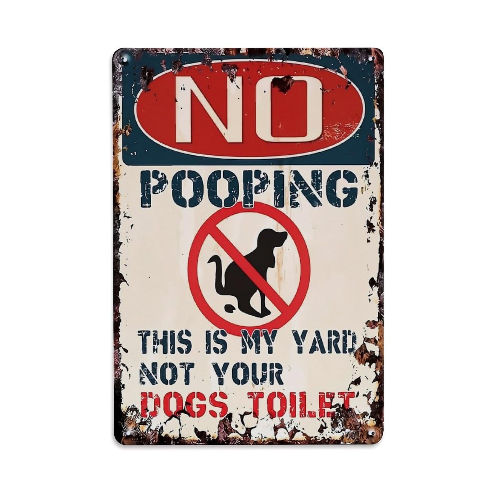 No Pooping Dog Sign Warning Retro Metal Tin Sign, Vintage Decor Art Poster for Bar, Home, Man Cave, Kitchen, Laundry Room Gift 8x12Inch