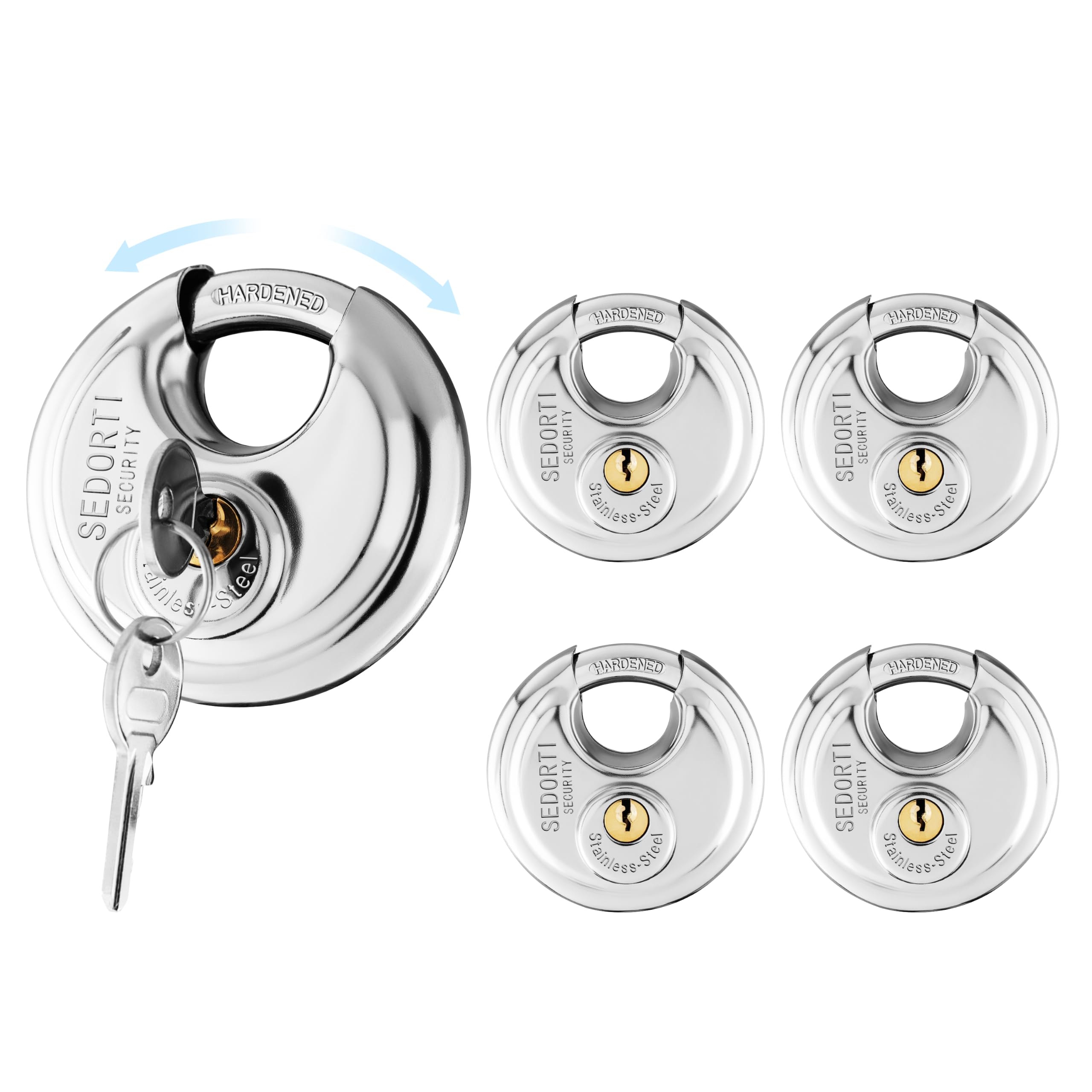 SEDORTI 5-Pack Disc Padlocks Keyed Alike