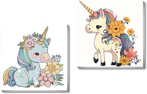 Miniatura 1 de Paquete de 2 pinturas enmarcadas por números para niños de 8 a 12 años, pintura acrílica fácil por número para adultos principiantes, lienzo,