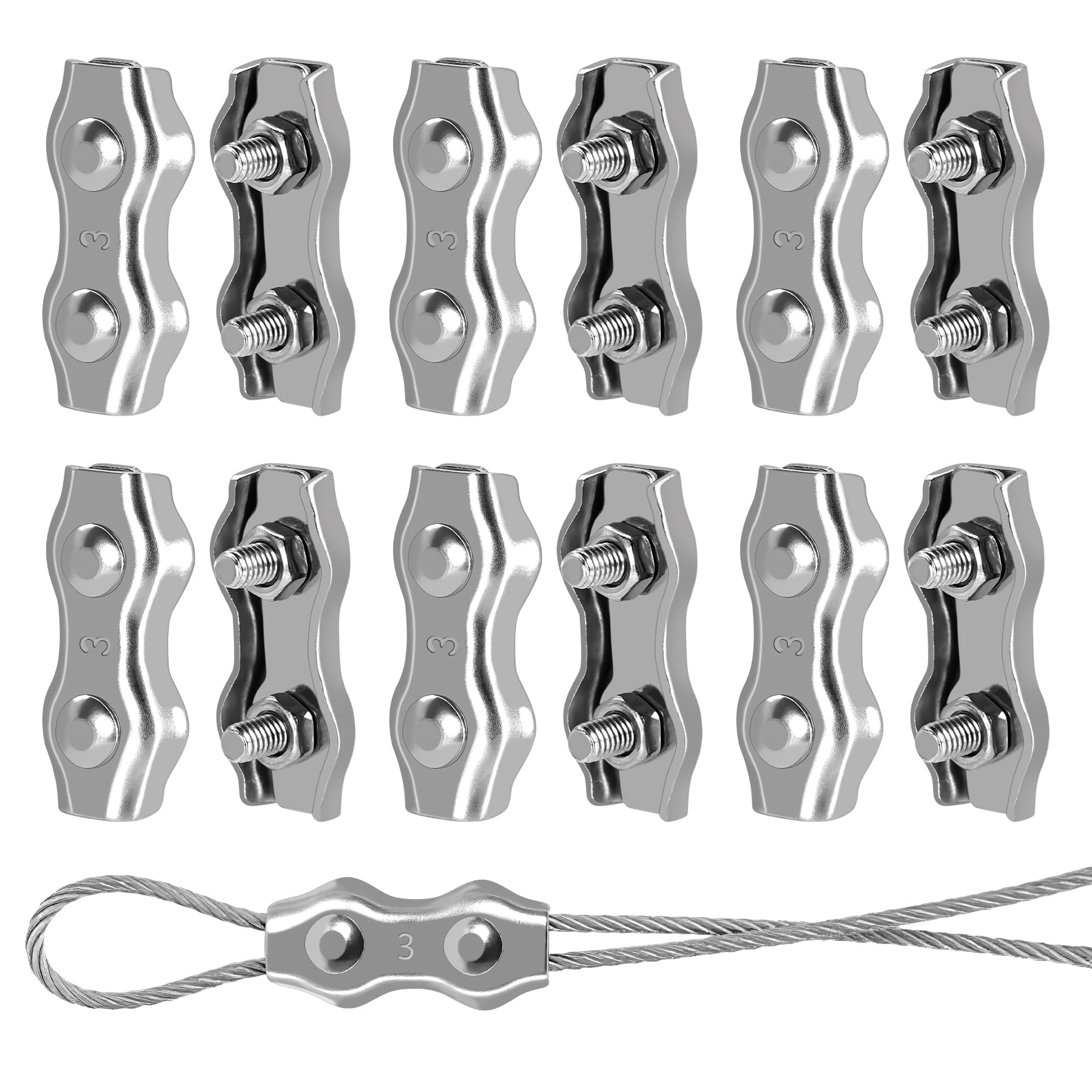 Morsetti Duplex Acciaio Inox 304 Per Cavi 4mm - Set Da 8 Pezzi Per Giardino, Cavi, Tende - Foto 5