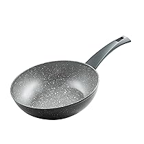 Zanetti – Durapietra, Padella Wok Induzione 20 cm, Padella Wok Antiaderente adatta anche all’Induzione, Diametro 20 cm, Colore Grigio