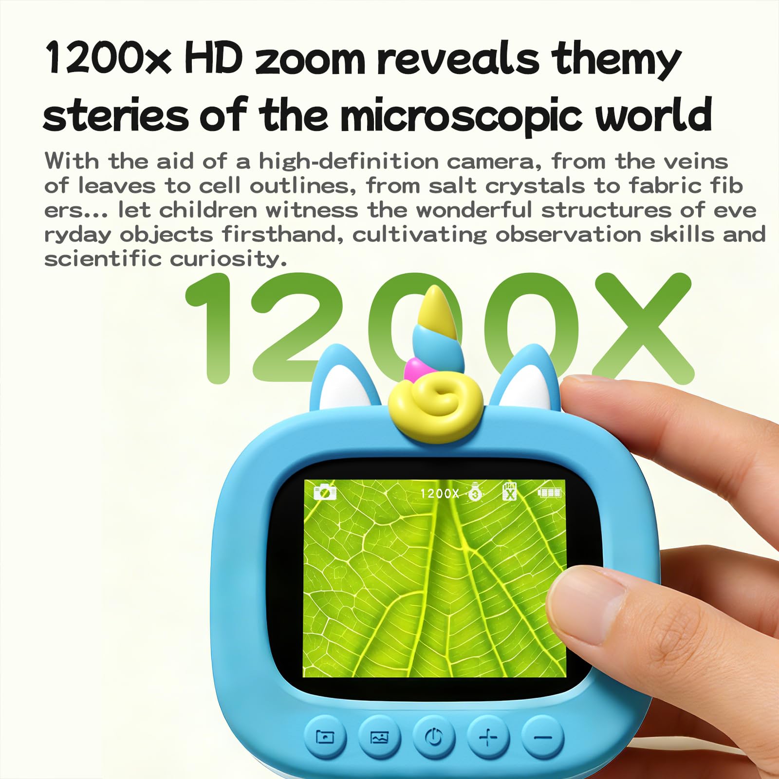 1200X Microscope numérique pour Enfants : Microscope Enfant avec Écran HD IPS 2,4 Pouces et 9 Lumières LED, Sciences de Plein air pour Les 3 Ans et Plus