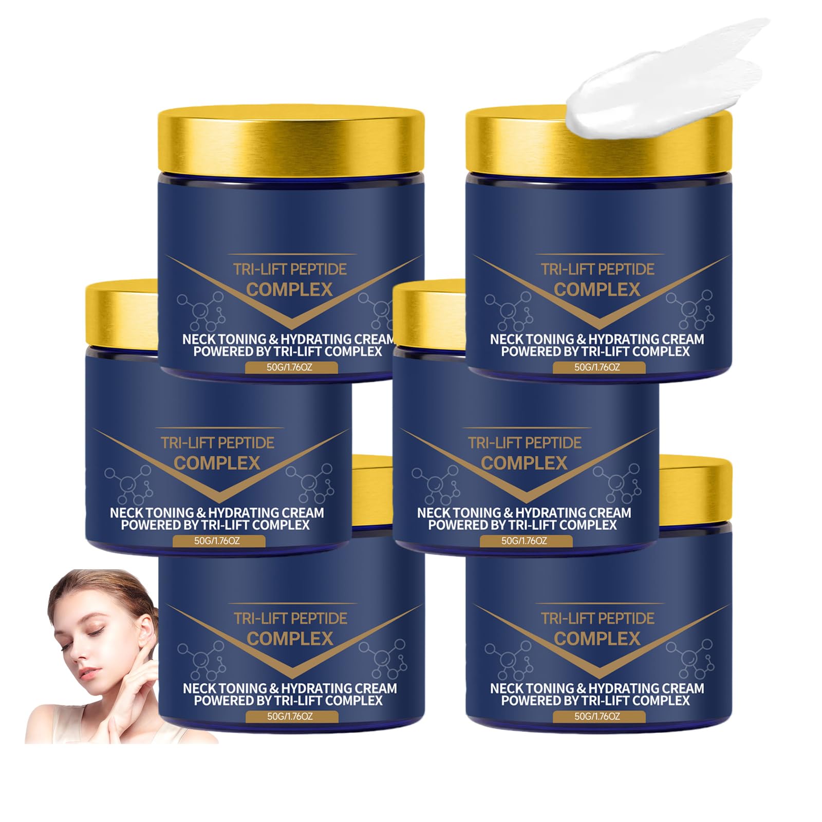 Tri-Lift - Crema con complesso peptidico, anti-età, lifting e rassodante per viso e collo, rassoda e rassoda la pelle, attenua le linee sottili e idrata, non grassa (6 pezzi)