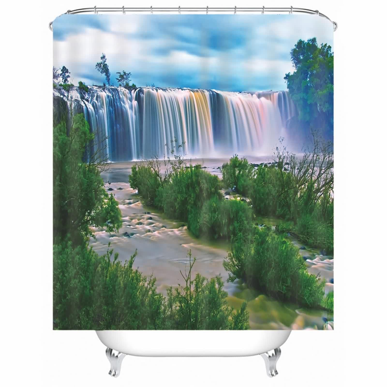 Rideau de douche qui ne colle pas anti-adhésif motif cascade arbres 220x180cm
