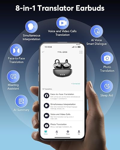 Miniatura 9 de Auriculares de traducción AI en tiempo real 198 idiomas 80H Playtime Translator EarBuds Audifonos Traductores Inglés Inglés Inglés Auriculares
