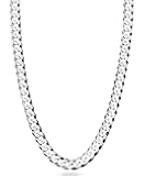 Solid 925 Sterling Silver Italian 7mm Diamond Cut Cuban Link Curb Chain Necklace for Men Women