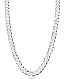 Solid 925 Sterling Silver Italian 7mm Diamond Cut Cuban Link Curb Chain Necklace for Men Women