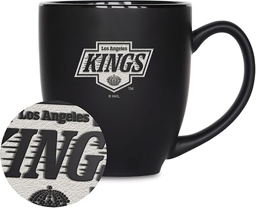 Vista 7 de Rico Industries NHL Hockey - Taza bistró de cerámica negra mate de 15 onzas