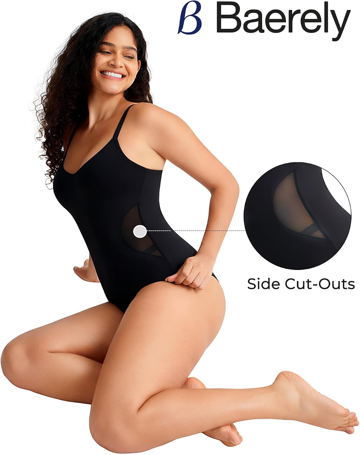 Seamless Shapewear Tank Bodysuit Tummy Control, Built-in Bra with Removable Cups, Hook&Eye Gusset, All-Day Comfort