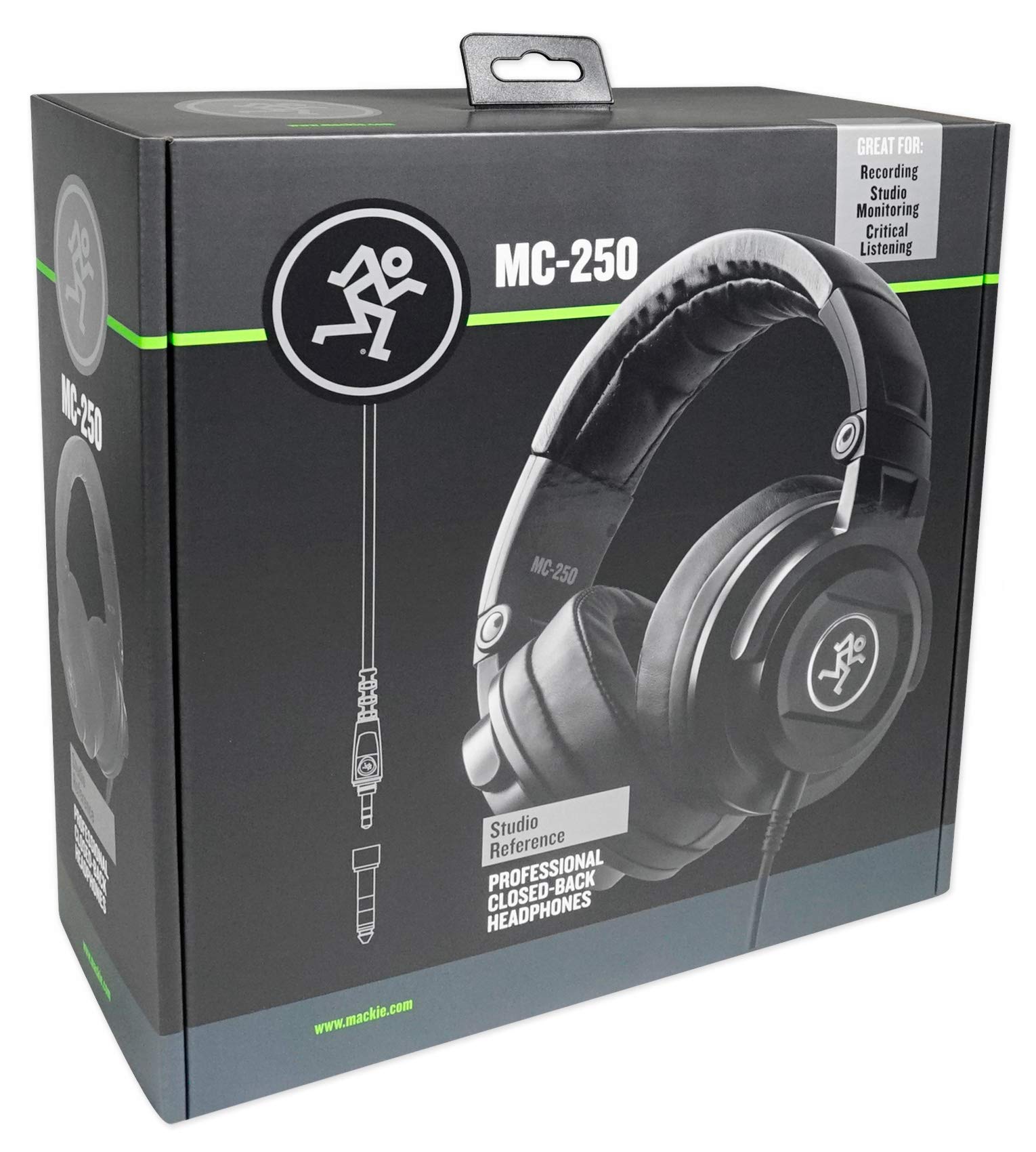 Mackie MC-250 Profesjonalne słuchawki nauszne z przetwornikami 50 mm do monitorowania w studiu, DJ-ów, tworzenia treści i słuchania w domu