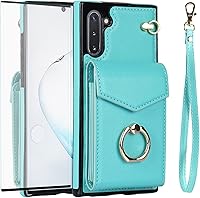 Vista 7 de Asuwish Funda de teléfono para Samsung Galaxy Note 10 5G con protector de pantalla de vidrio templado y anillo de bloqueo RFID, tarjetero de cuero