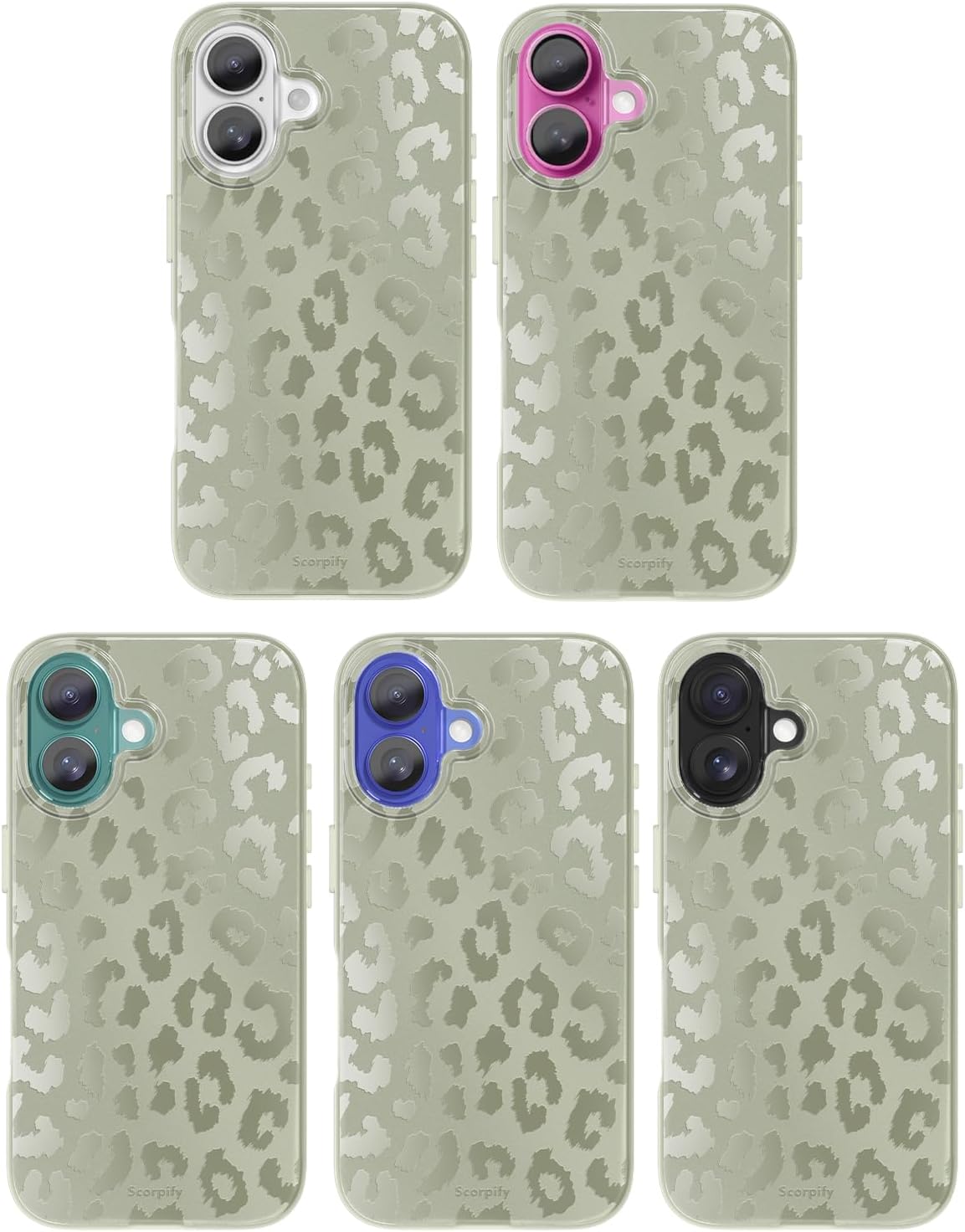 SCORPIFY for iPhone 16 Case [Compatible with MagSafe] with Matte Moss Leopard Cheetah Print Design, Cute Magnetic Phone Cover for Women Girls, Green Neutral Aesthetic, Slim Shockproof Bumper