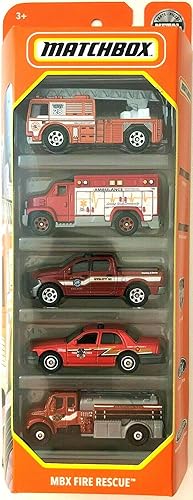 Matchbox MBX Fire Rescue - Paquete de 5 vehĂculos a escala 164 Matchbox MBX Fire Rescue - Paquete de 5 vehĂculos a escala 164