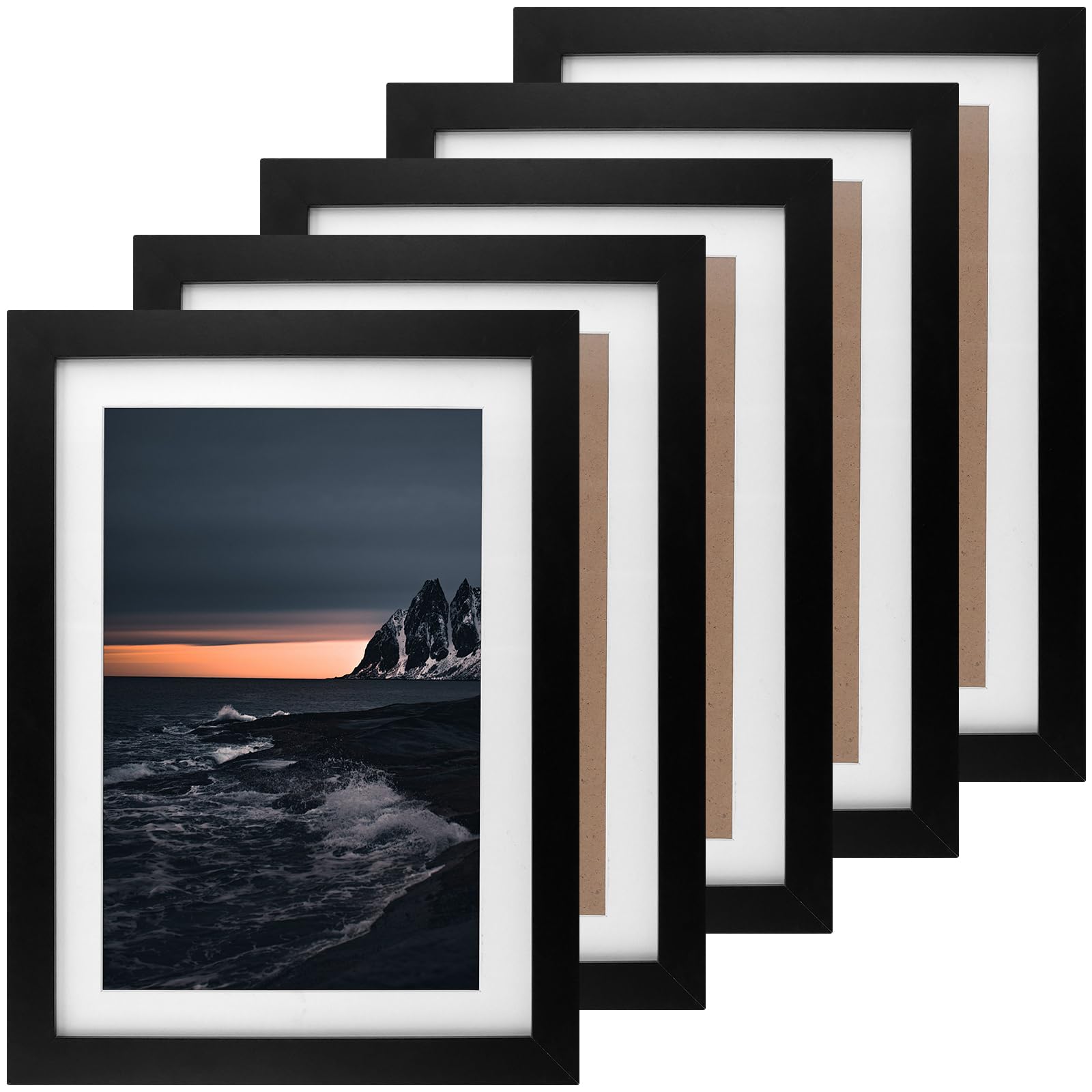 Cadre photo A4 paysage ou portrait noir avec support stable