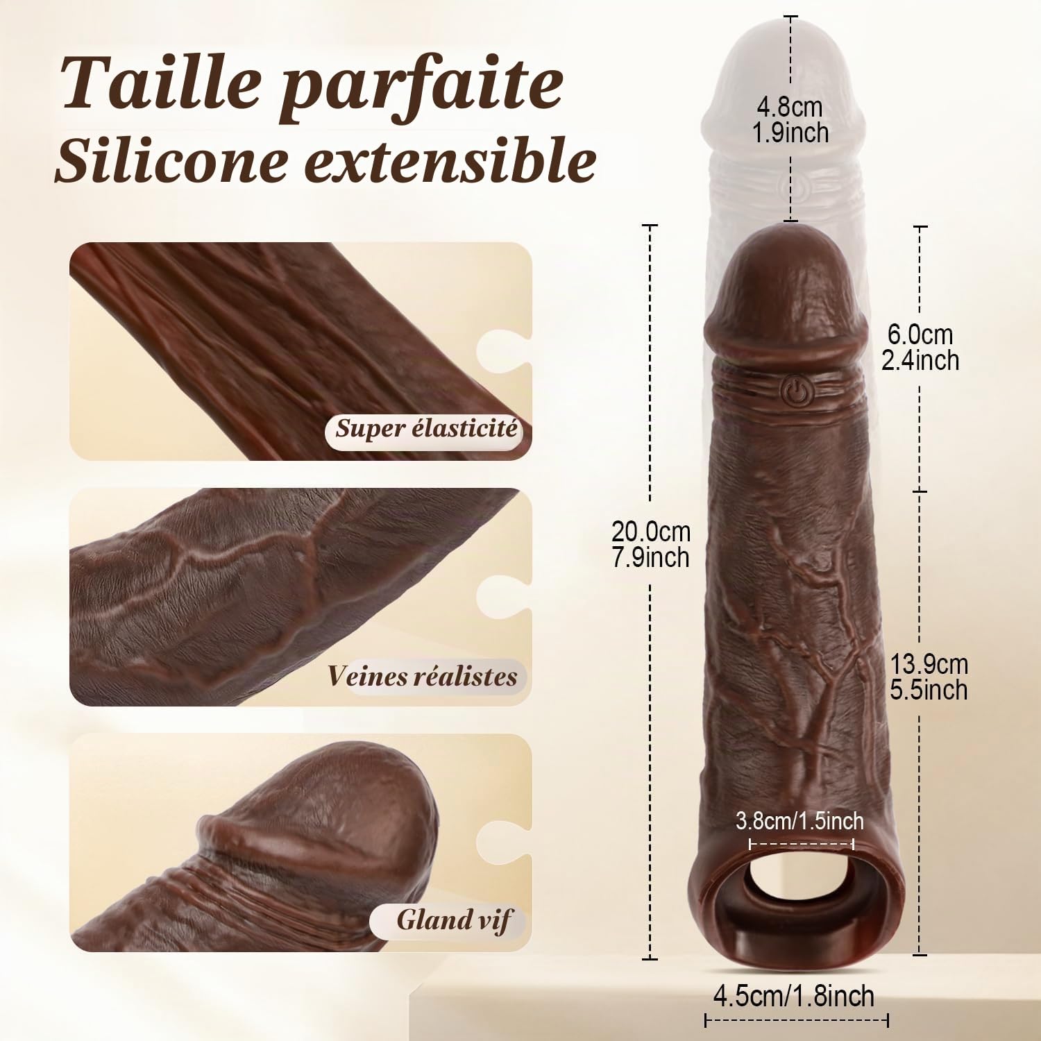 Gaines pour Pénis Sex Toýs Homme, Vibromasseur Réaliste Manchon Penis Silicon XXL Grossir, Gaines de Extenseur Pénien Agrandir son Pénis Homme, Anneau Penien Sex Toys Sextoyse Couple Plaisir