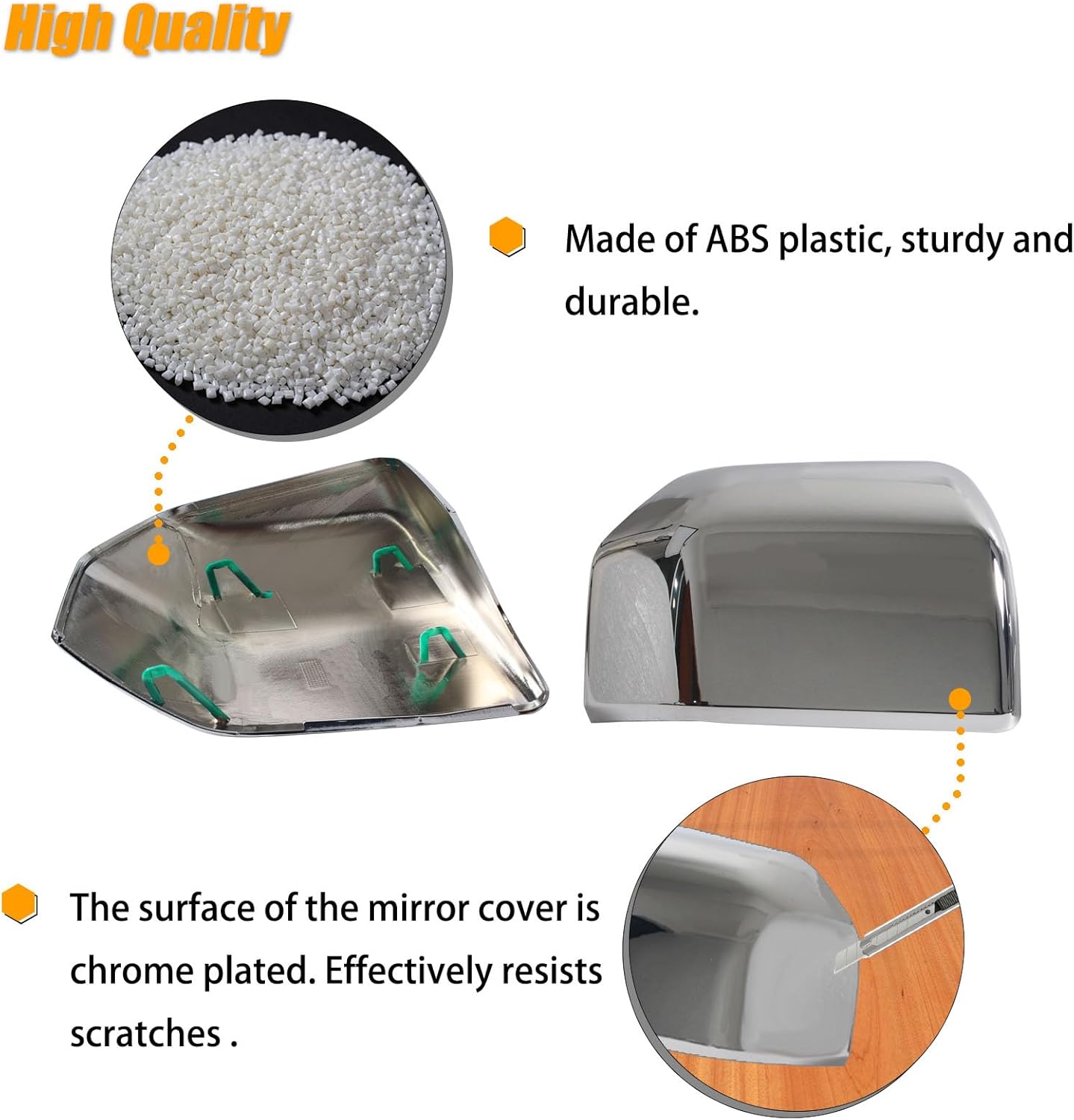 AUCERAMIC Chrome Mirror Covers Fit for 2015-2020 Ford F-150 Pickup 2-Door 4-Door Side View Mirror Caps